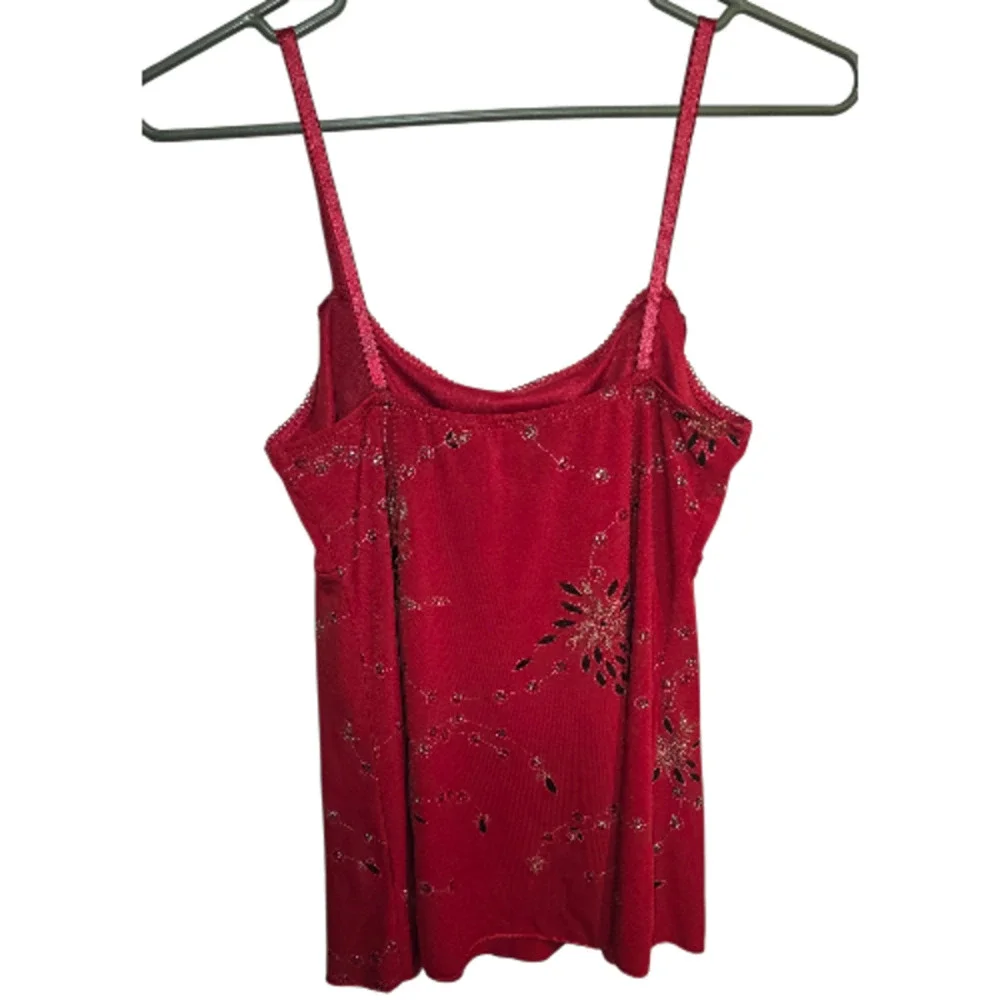 Vintage Y2K Club Cami Sparkle Red Size M IZ Byer California - Picture 2 of 8